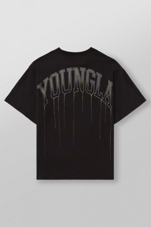 Young LA W428 - Drip Oversized Tee Black Canada | WSVZ-14876