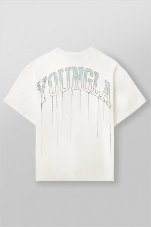 Young LA W428 - Drip Oversized Tee White Canada | JOKS-48973