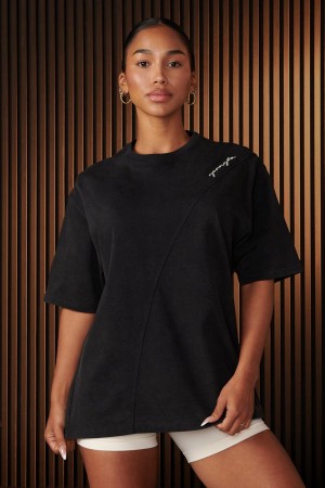 Young LA W431 - Curve Oversize Tee Black Canada | WDGR-86345