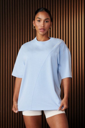 Young LA W431 - Curve Oversize Tee Blue Canada | VBRX-41862