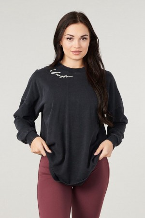 Young LA W432 - Emblem Long Sleeve Tee Black Canada | ZPOW-85031