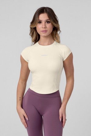 Young LA W439 - Compression Cap Sleeve Tee Cream Canada | TSMV-19502