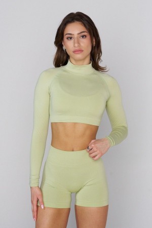 Young LA W445 Seamless Curve Longsleeve Crop Olive Canada | JELR-95483