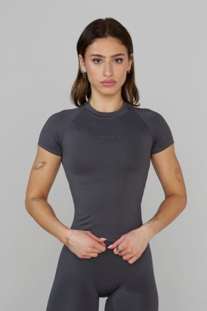 Young LA W446 Seamless Curve Compression Tee Grey Canada | IGWO-26789