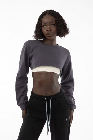 Young LA W501 Super Crop Sweater Grey Canada | VMGN-06157