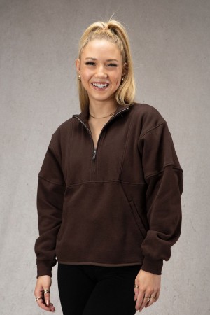 Young LA W504 Throwback Pullover Dark Brown Canada | UFAN-05146