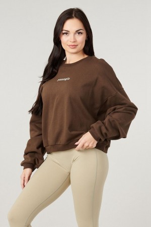 Young LA W513 - Willow Crewneck Dark Brown Canada | CJKH-53670