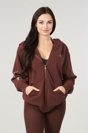 Young LA W519 - Emblem Zip Up Hoodie Burgundy Canada | EUZX-95732