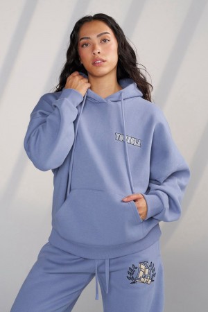 Young LA W524 - Teddy Hoodie Blue Canada | GLRJ-06942