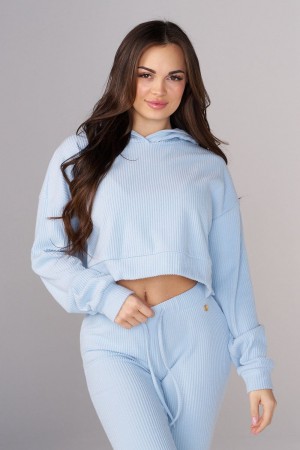 Young LA W545 Ava Crop Hoodie Blue Canada | BSMH-45819