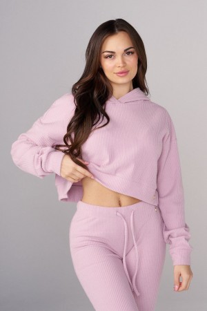 Young LA W545 Ava Crop Hoodie Pink Canada | LMWT-72405