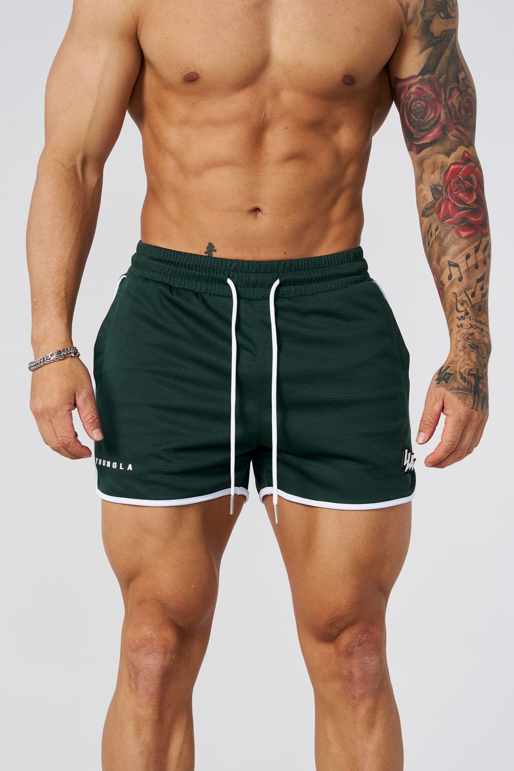 Young LA 1037 - Mesh Bodybuilding Shorts Green Canada | YUAS-30792