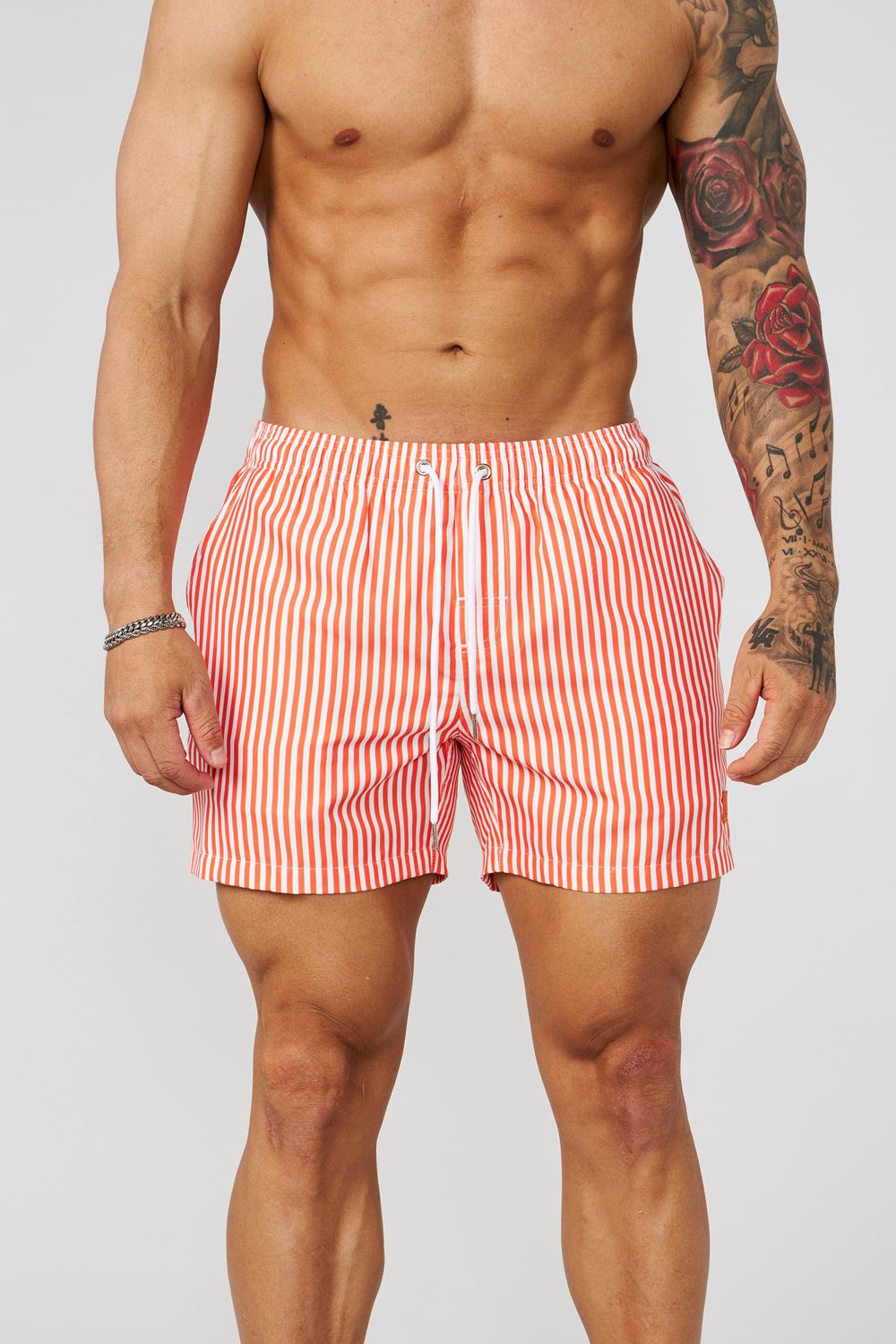 Young LA 1056 - Striped Swim Shorts Orange Canada | AMKH-90872