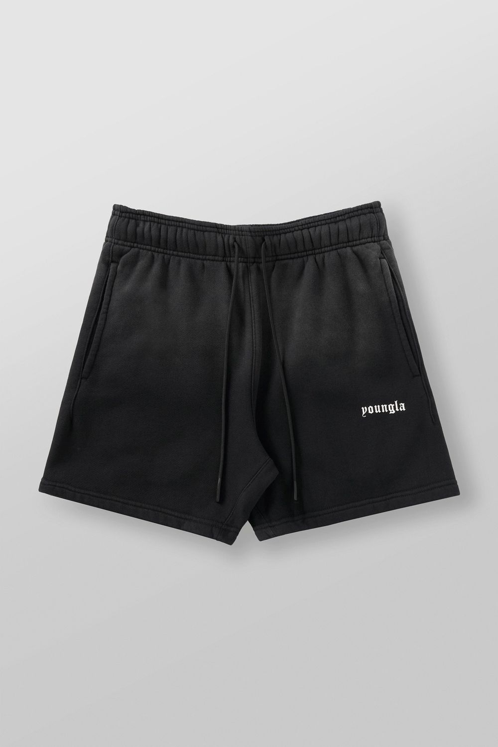 Young LA 1102 - Ultra-Soft Faded Shorts Black Canada | YLKN-87543