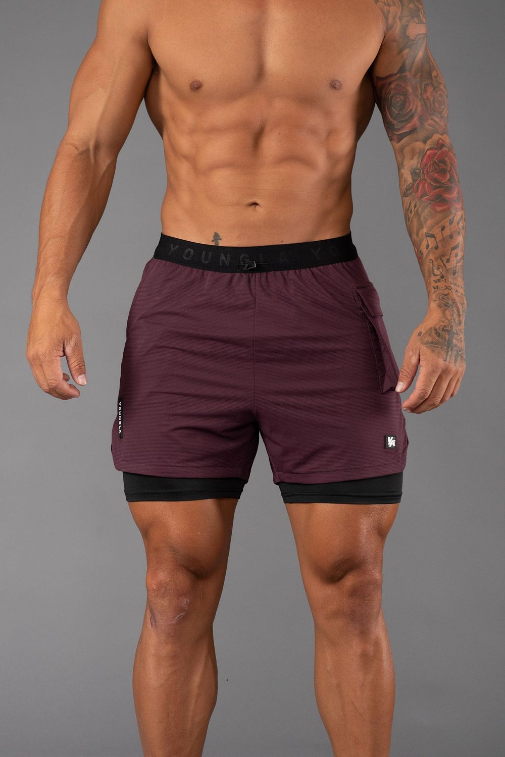 Young LA 121 Performance Line Compression Shorts Burgundy Canada | HPDL-82156