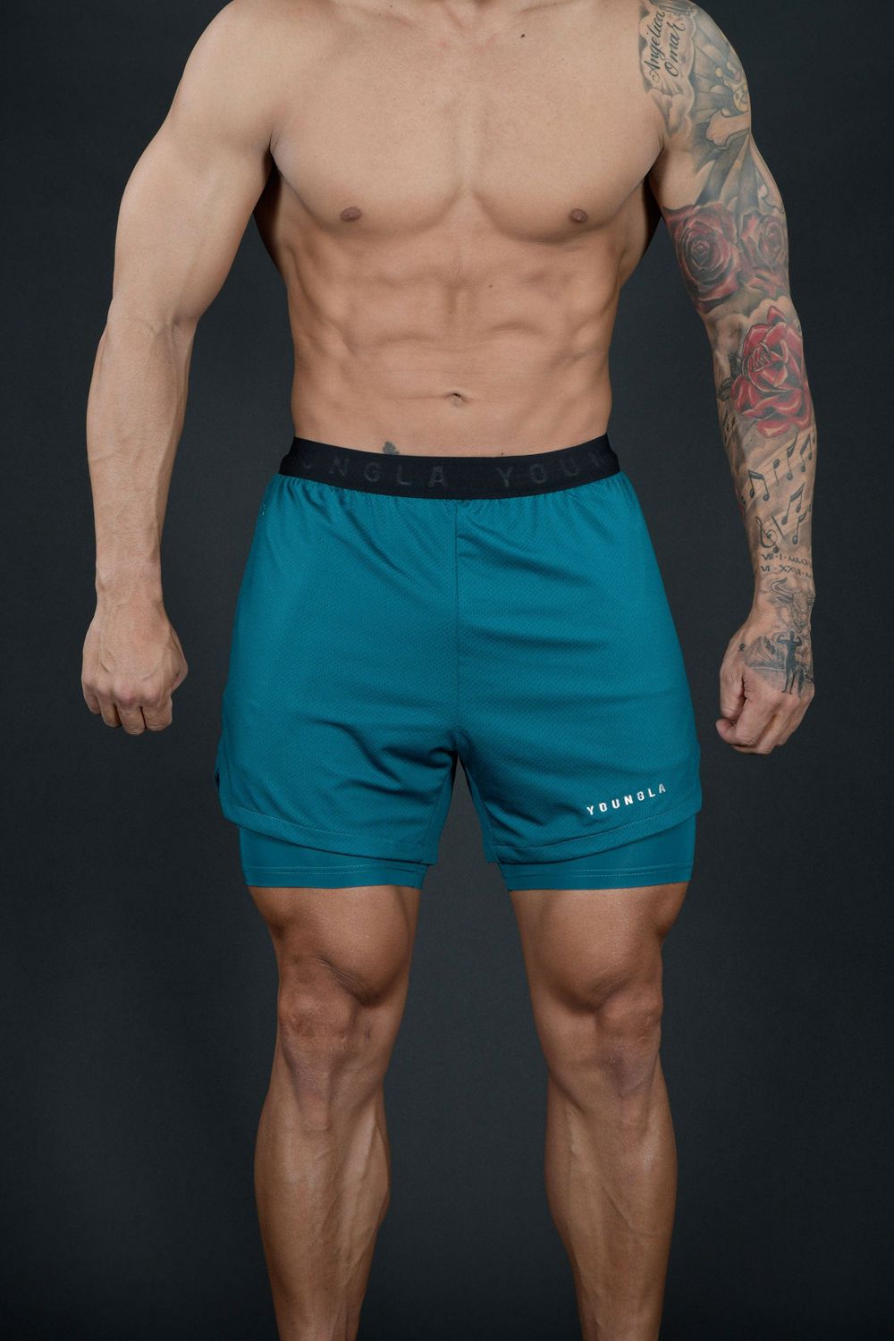 Young LA 129 Trilogy Compression Shorts Teal Canada | EYXK-56421