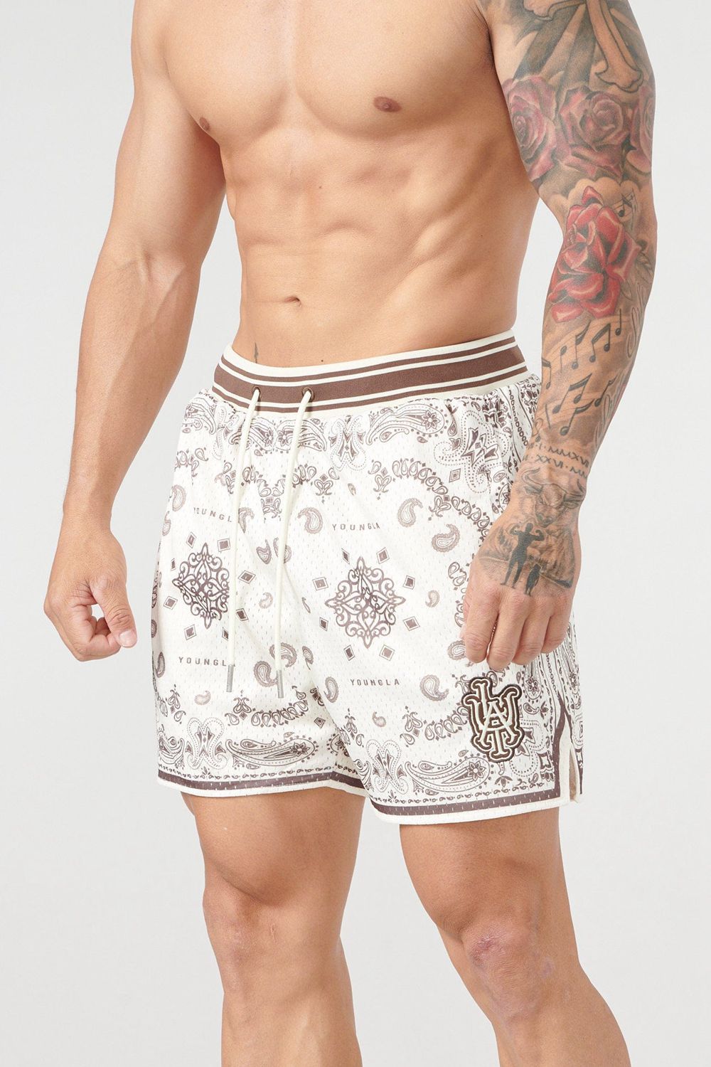 Young LA 132 Infamous Bandana Shorts Brown Canada | GTJL-54738