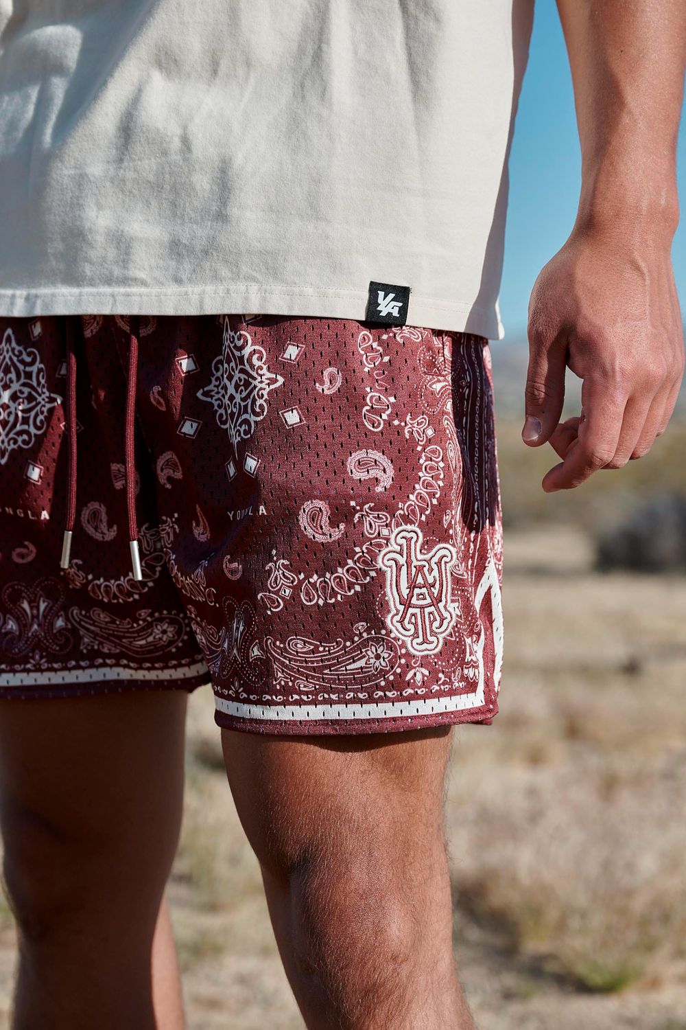 Young LA 132 Infamous Bandana Shorts Burgundy Canada | OLIT-53289