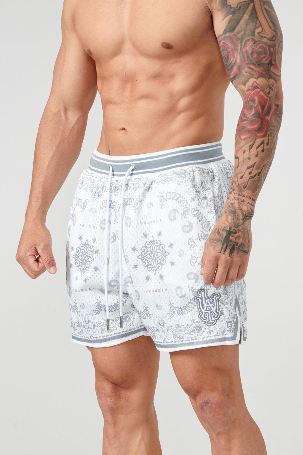 Young LA 132 Infamous Bandana Shorts Grey Canada | DKCX-76830