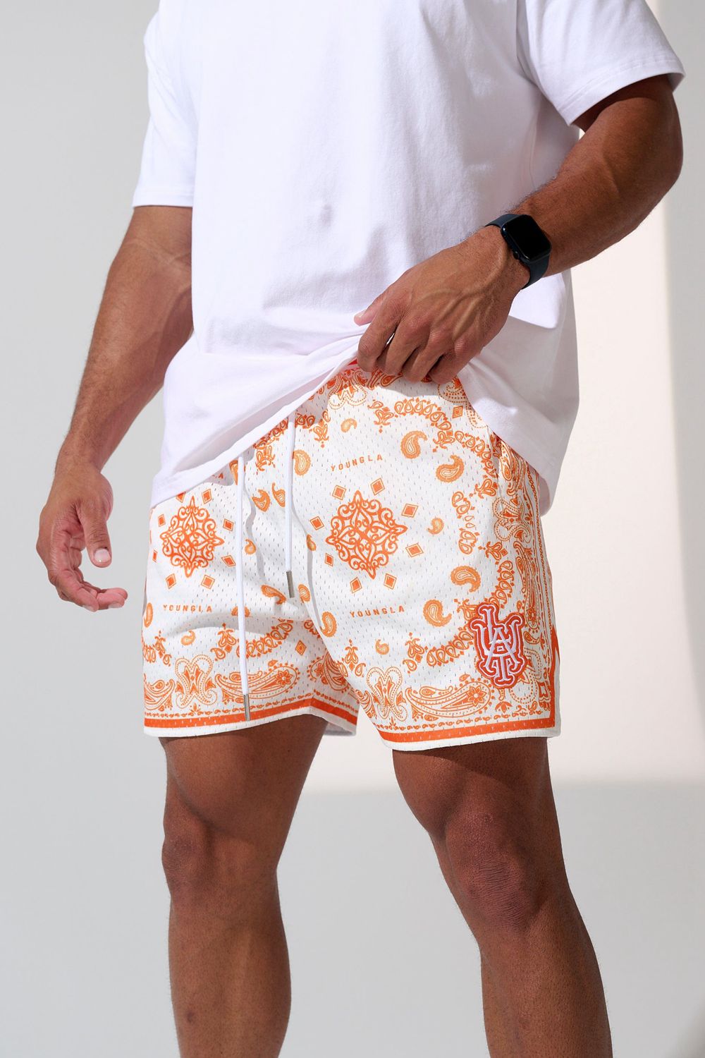 Young LA 132 Infamous Bandana Shorts Orange Canada | YNED-01296