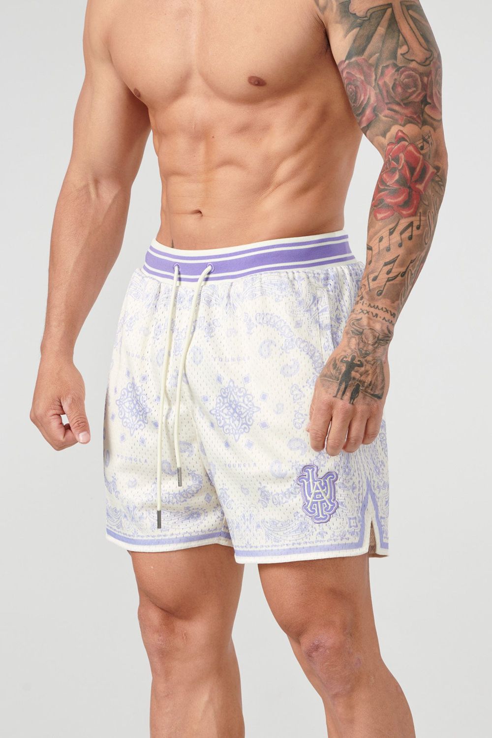 Young LA 132 Infamous Bandana Shorts Purple Canada | NEOZ-79201