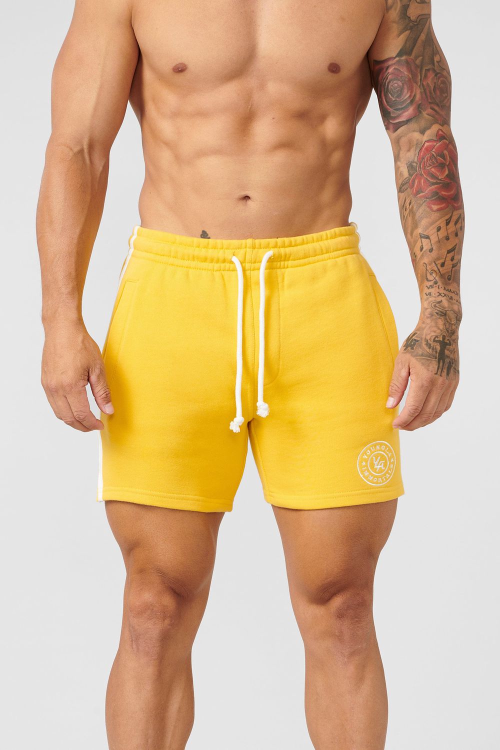 Young LA 137 - Golden Era Bodybuilding Shorts Yellow Canada | JBNR-17346