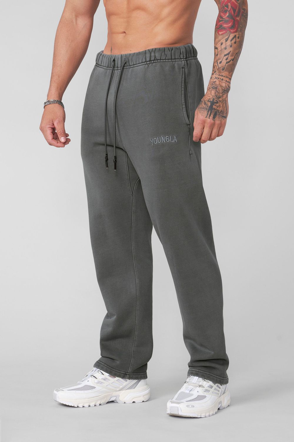 Young LA 2078 - Minimal No Cuff Joggers Grey Canada | XIRM-18576