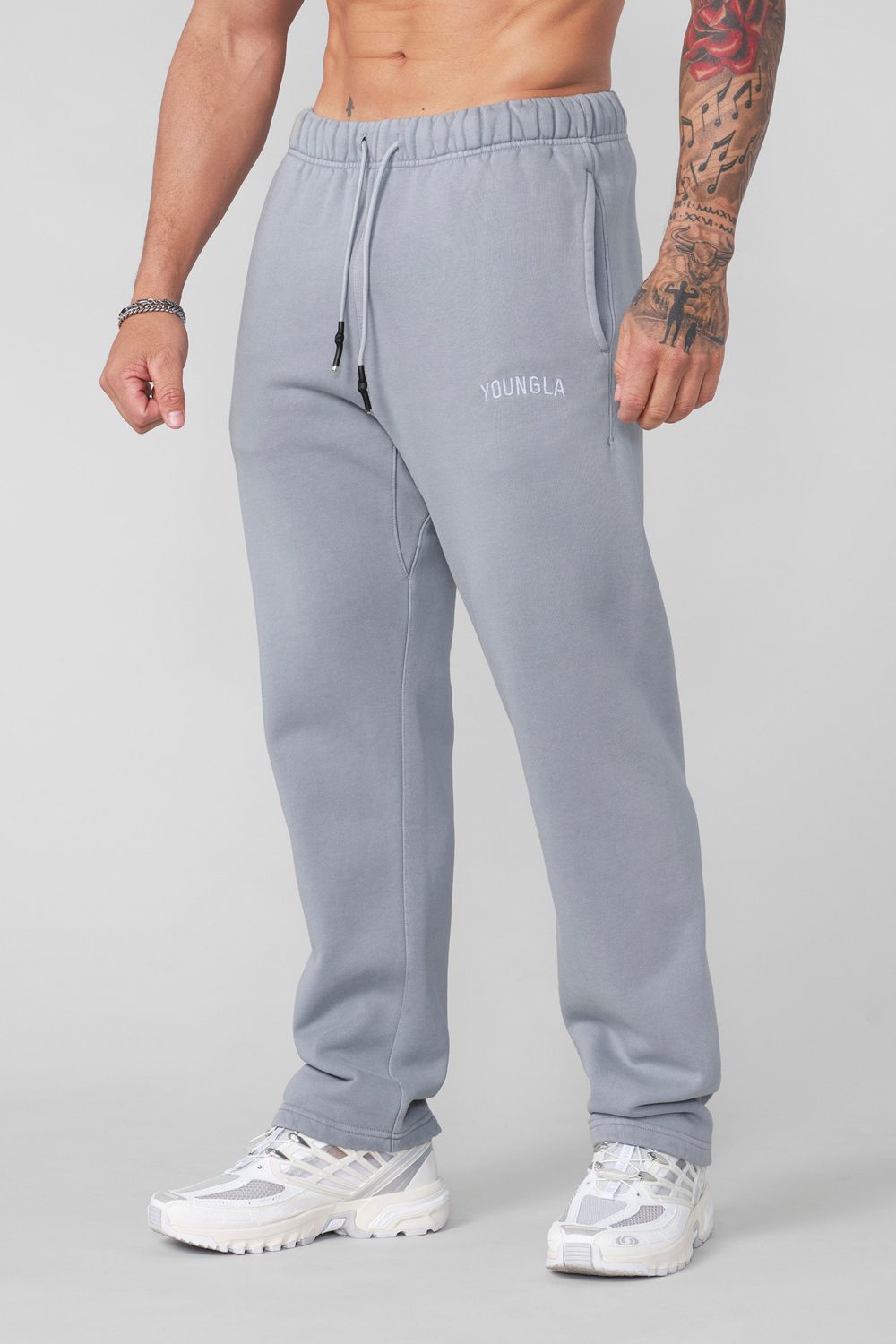 Young LA 2078 - Minimal No Cuff Joggers Light Grey Canada | MVCO-54893