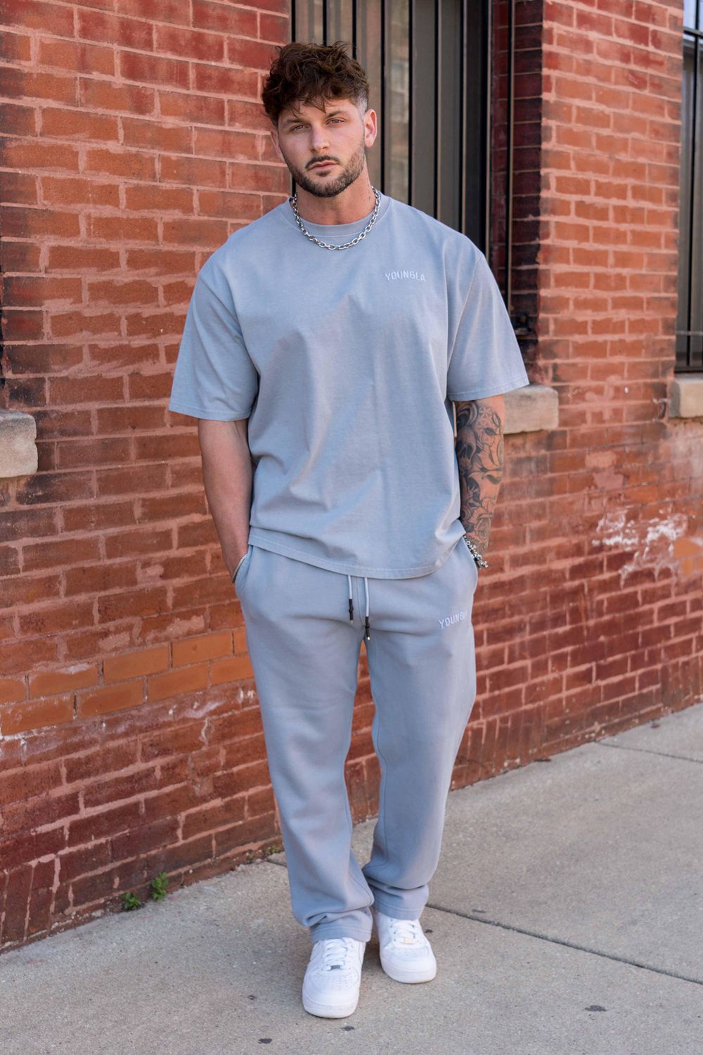 Young LA 2078 - Minimal No Cuff Joggers Light Grey Canada | MVCO-54893