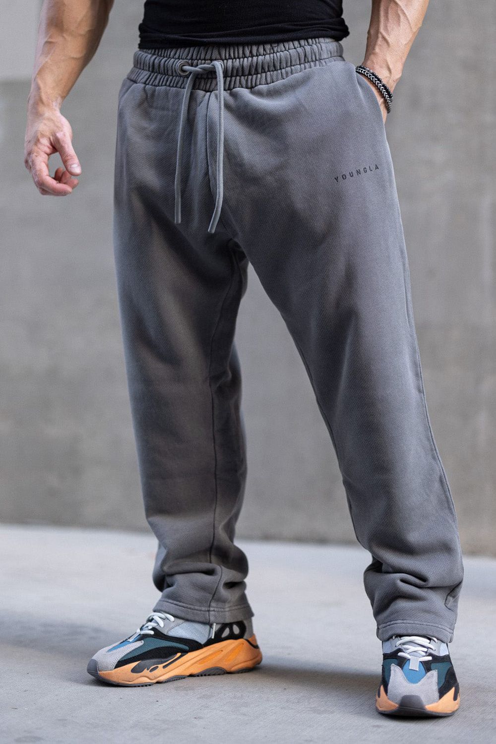 Young LA 261 Old School No Cuff Joggers Grey Canada | HVUT-46530