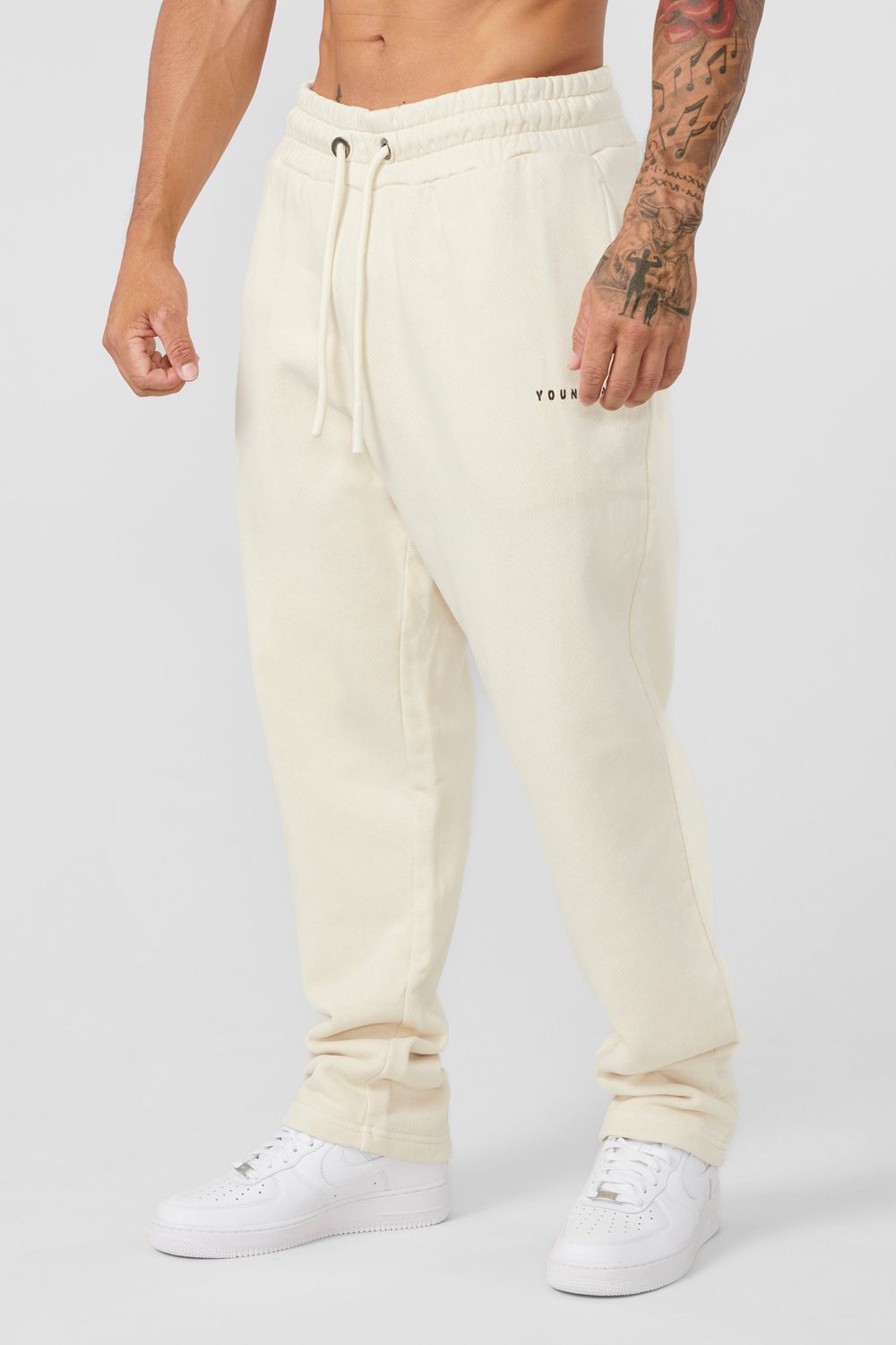 Young LA 261 Old School No Cuff Joggers White Canada | NYQD-48237