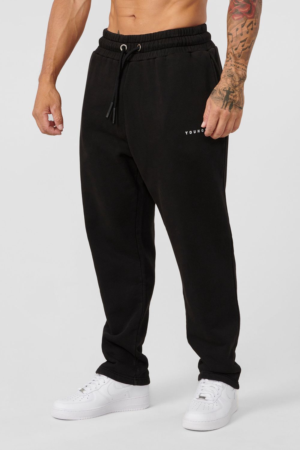 Young LA 261 Old School No Cuff Joggers Black Canada | CUNO-57243