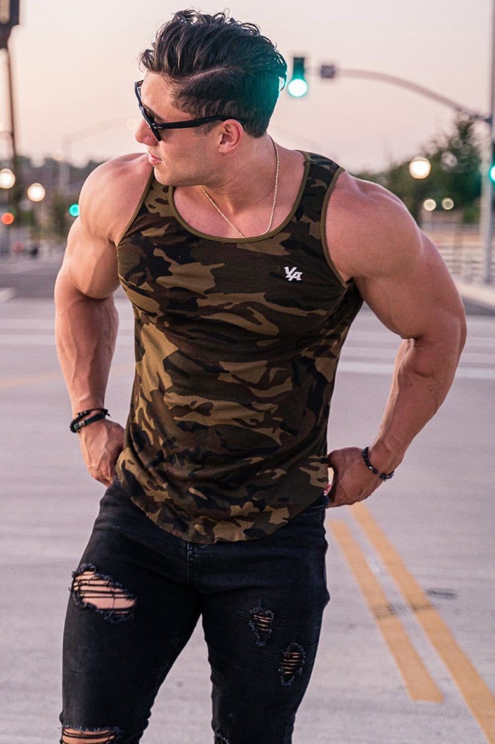 Young LA 314 Scoop Bottom Ribbed Tank Camo Canada | CLIY-60321