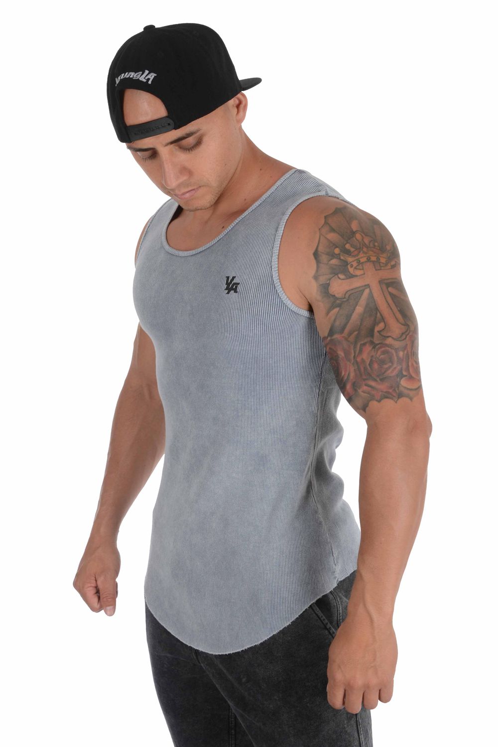 Young LA 314 Scoop Bottom Ribbed Tank Grey Canada | LAUS-51493