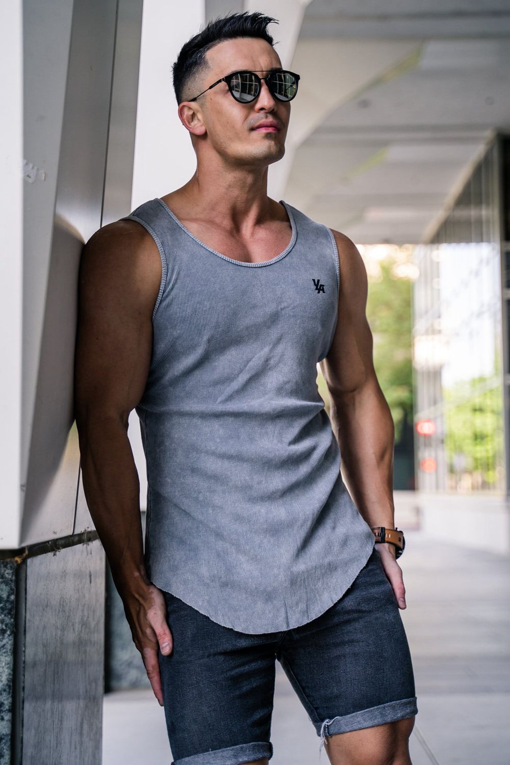 Young LA 314 Scoop Bottom Ribbed Tank Grey Canada | LAUS-51493