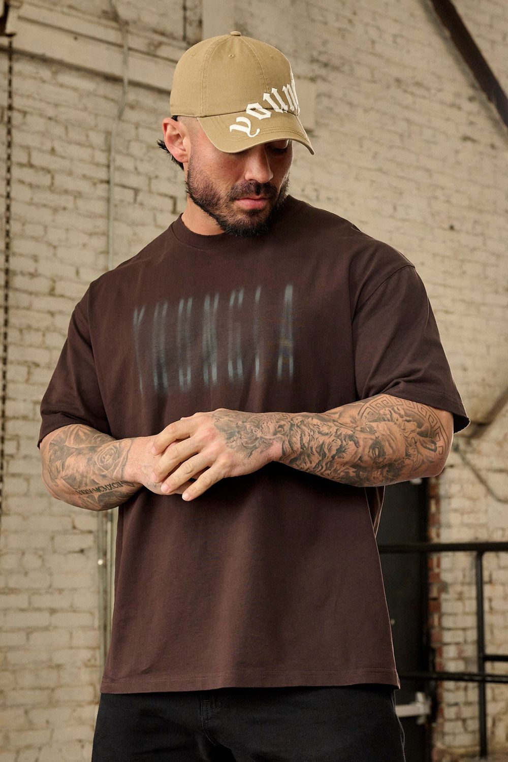 Young LA 4075 - Blurry Heavyweight Tee Dark Brown Canada | NSOA-74812