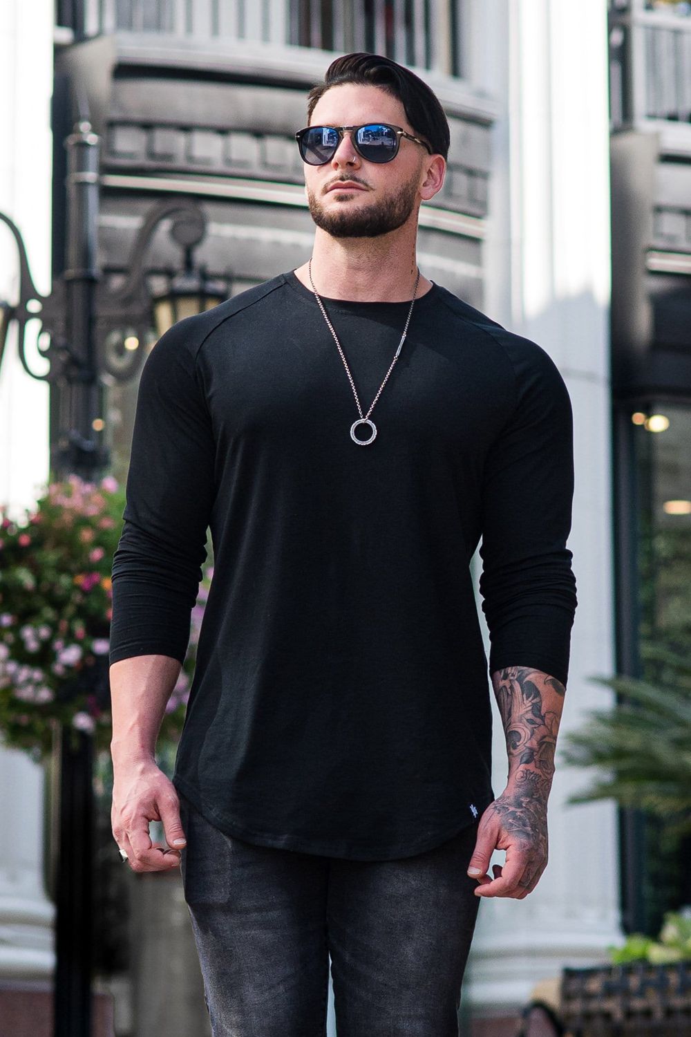 Young LA 410 Perfect Raglan Long Sleeve Shirts Black Canada | JVWR-70345