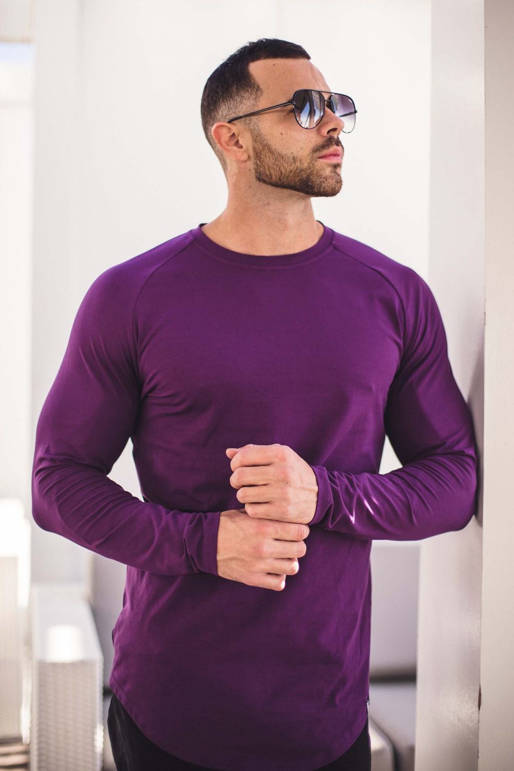 Young LA 410 Perfect Raglan Long Sleeve Shirts Purple Canada | RIHL-60183