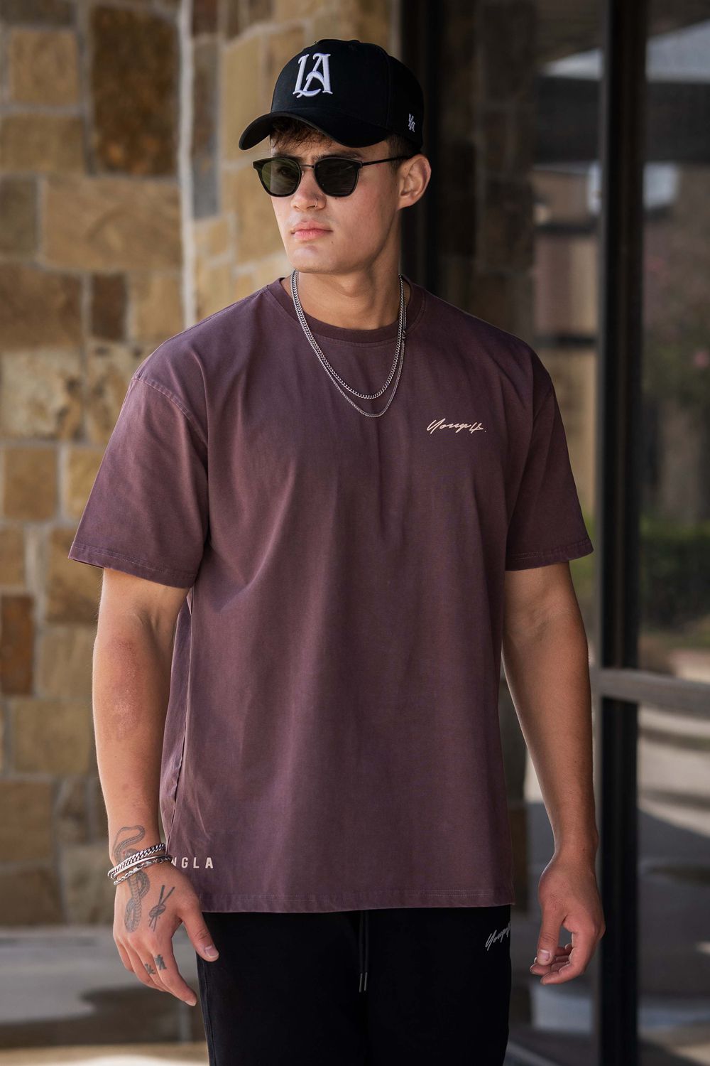 Young LA 414 Signature Tees Burgundy Canada | YGWA-27359