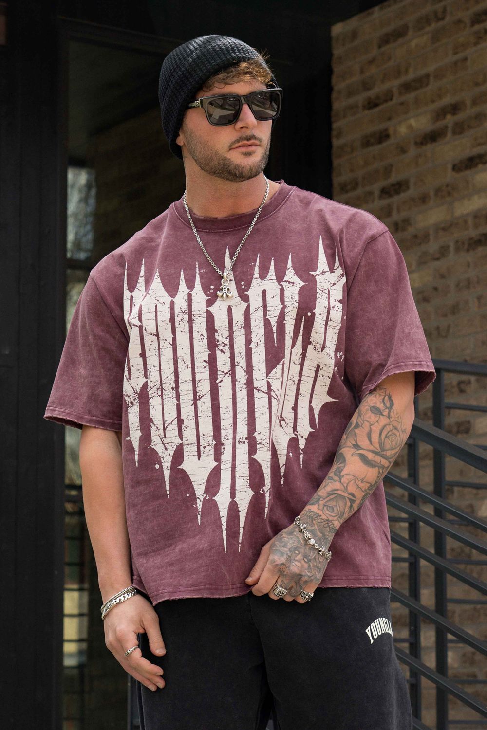 Young LA 4156 - Revenge Tees Burgundy Canada | CQXM-28094