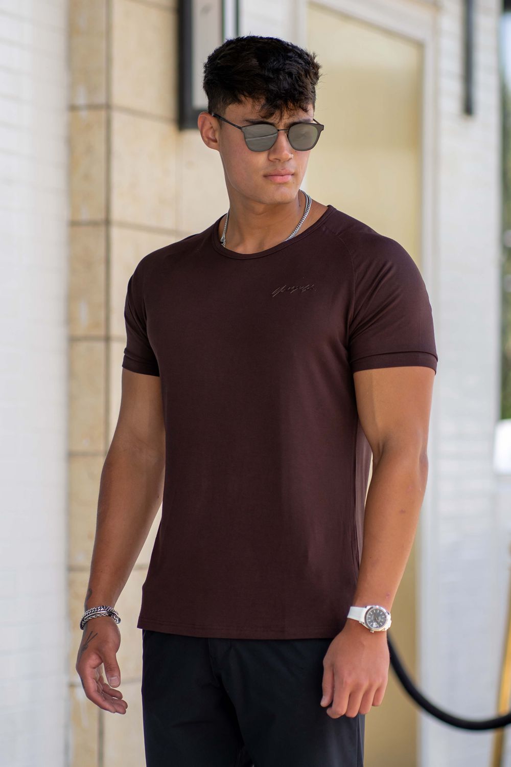 Young LA 422 Fitted Delt Tee Burgundy Canada | NGOI-03192