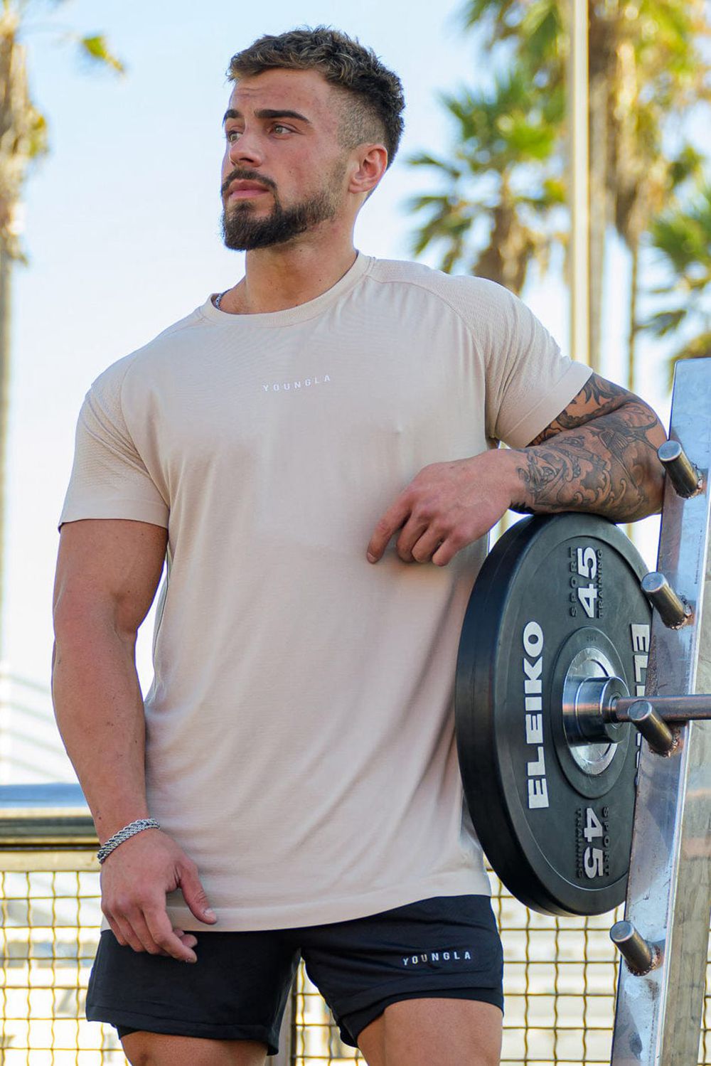 Young LA 454 New Gen Compression Tee Beige Canada | FBHM-73024