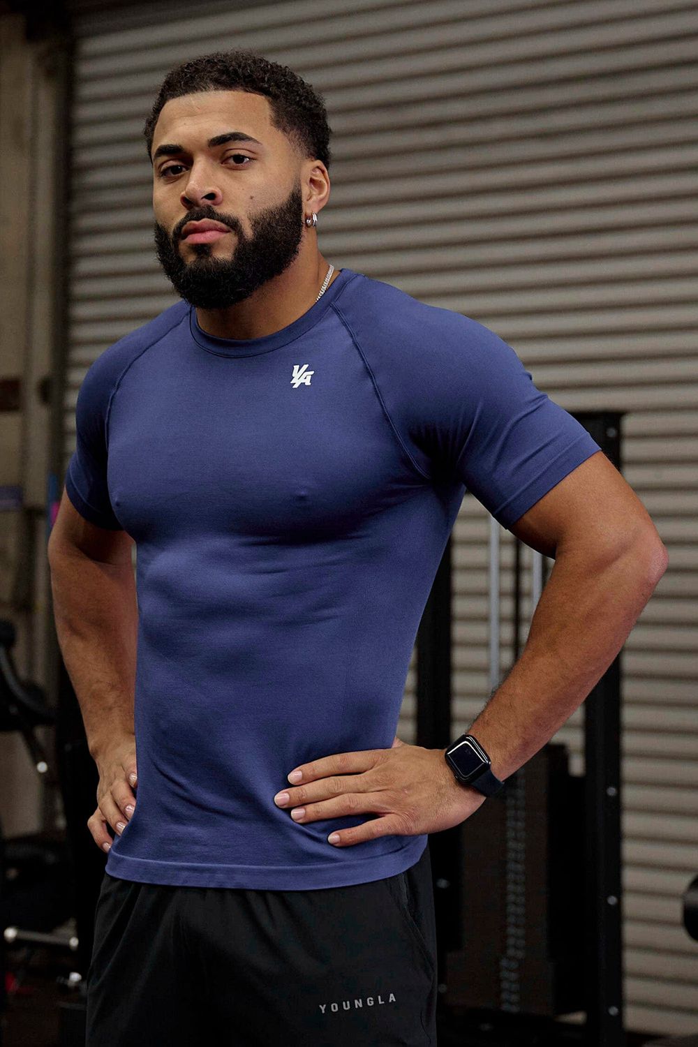 Young LA 477 - Combat Compression Tees Dark Blue Canada | UTHJ-58796