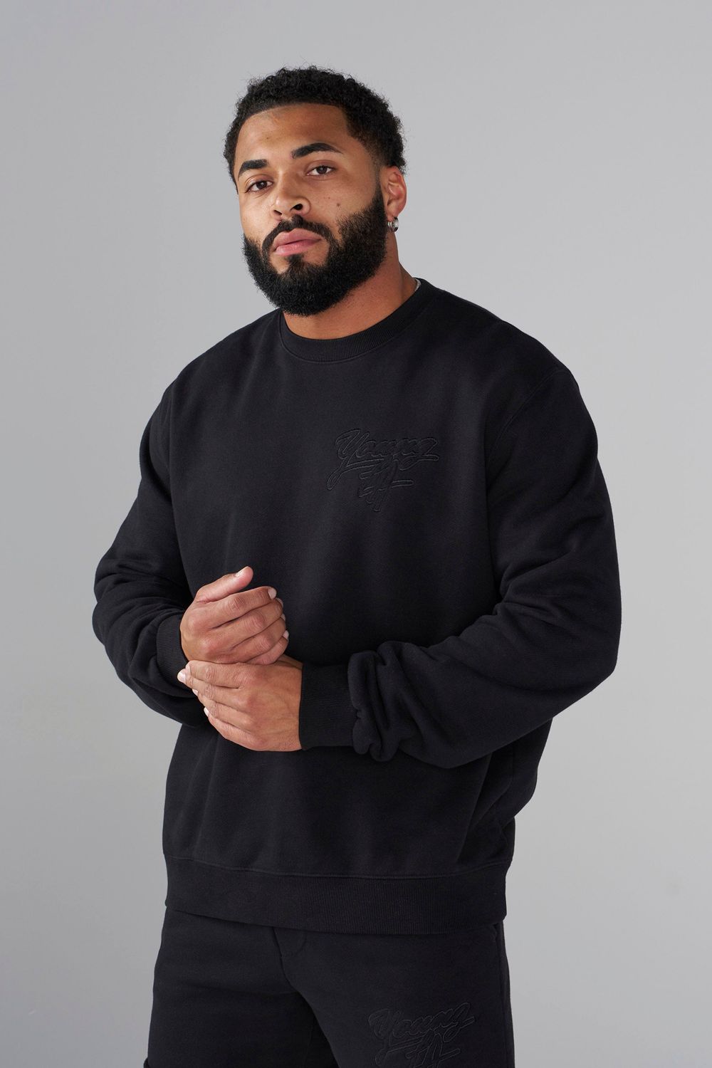 Young LA 5092 - Effortless Sets - Crewnecks Black Canada | HJSR-53201