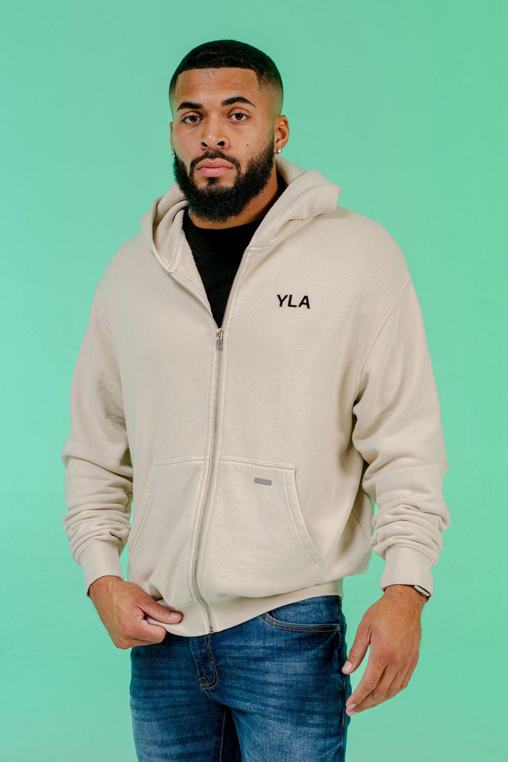 Young LA 515 Monarch Zip-Up Hoodie Beige Canada | VLAK-05763