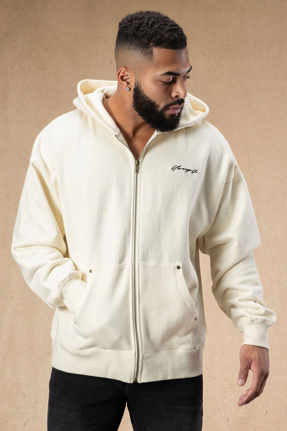 Young LA 546 Rivet Zipup Hoodies Cream Canada | ILZJ-86719