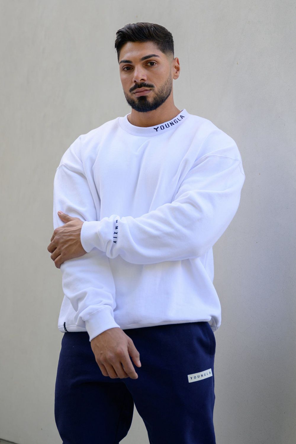 Young LA 557 Trademark Crewnecks White Canada | EHRT-36481