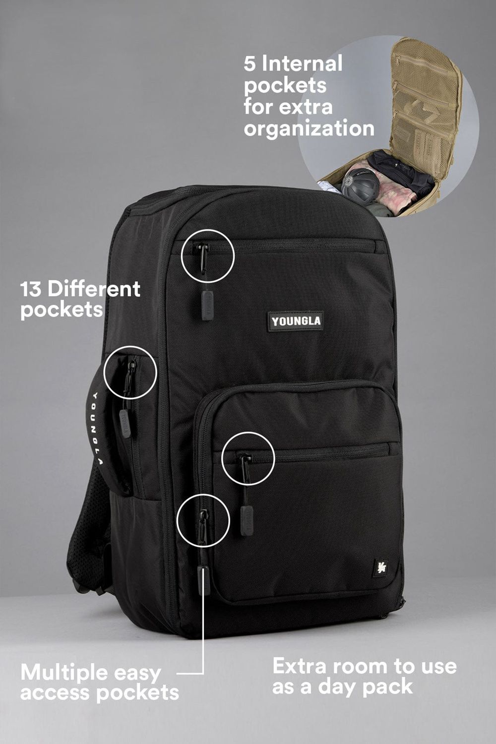 Young LA 730 Expedition Backpacks Black Canada | UYRS-82094