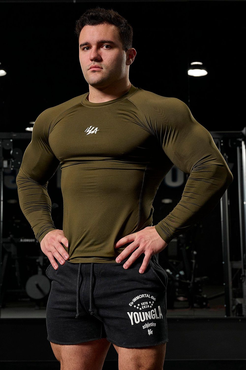 Young LA 802 - Speed Compression Longsleeves Olive Canada | FVDW-29180