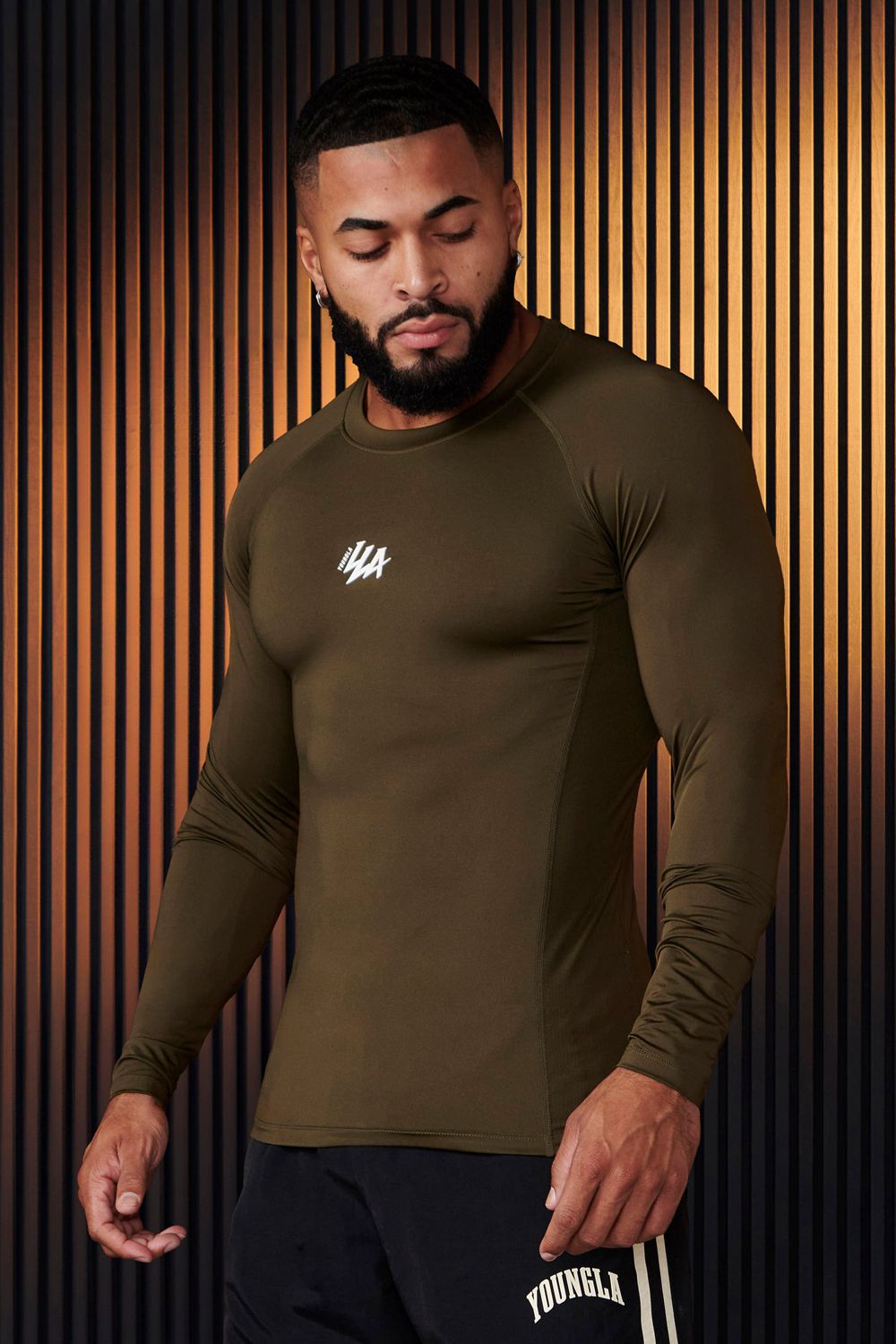 Young LA 802 - Speed Compression Longsleeves Olive Canada | FVDW-29180